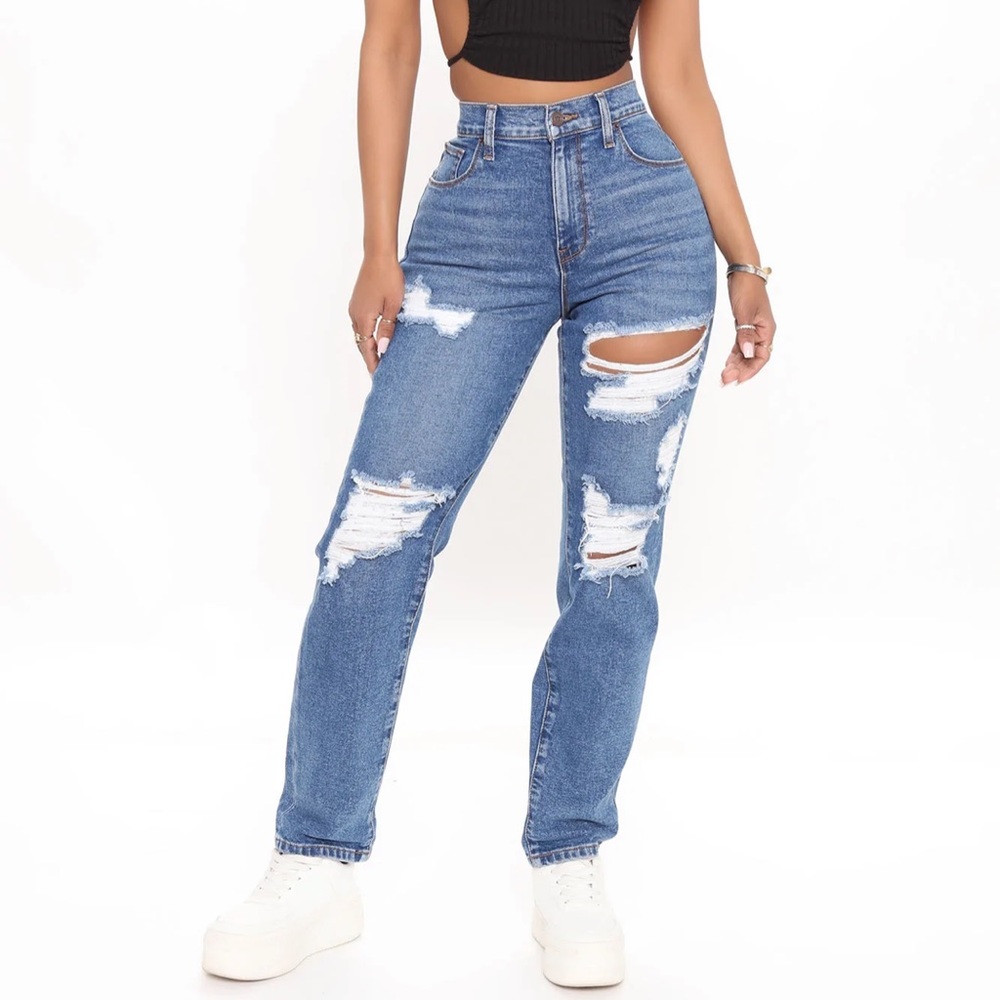 distressed mom jeans